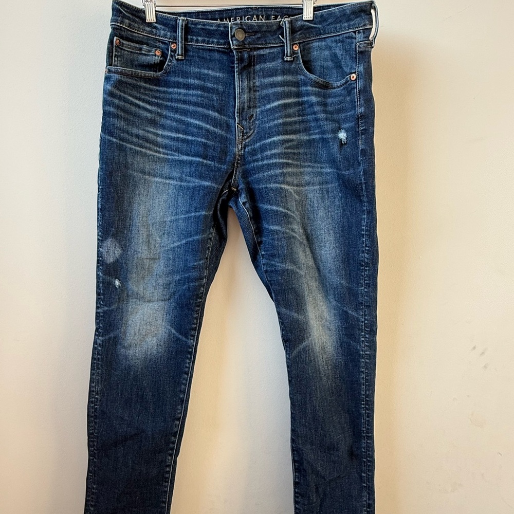 American Eagle Outfitters Men's Dark Blue Skinny Jeans 36x30